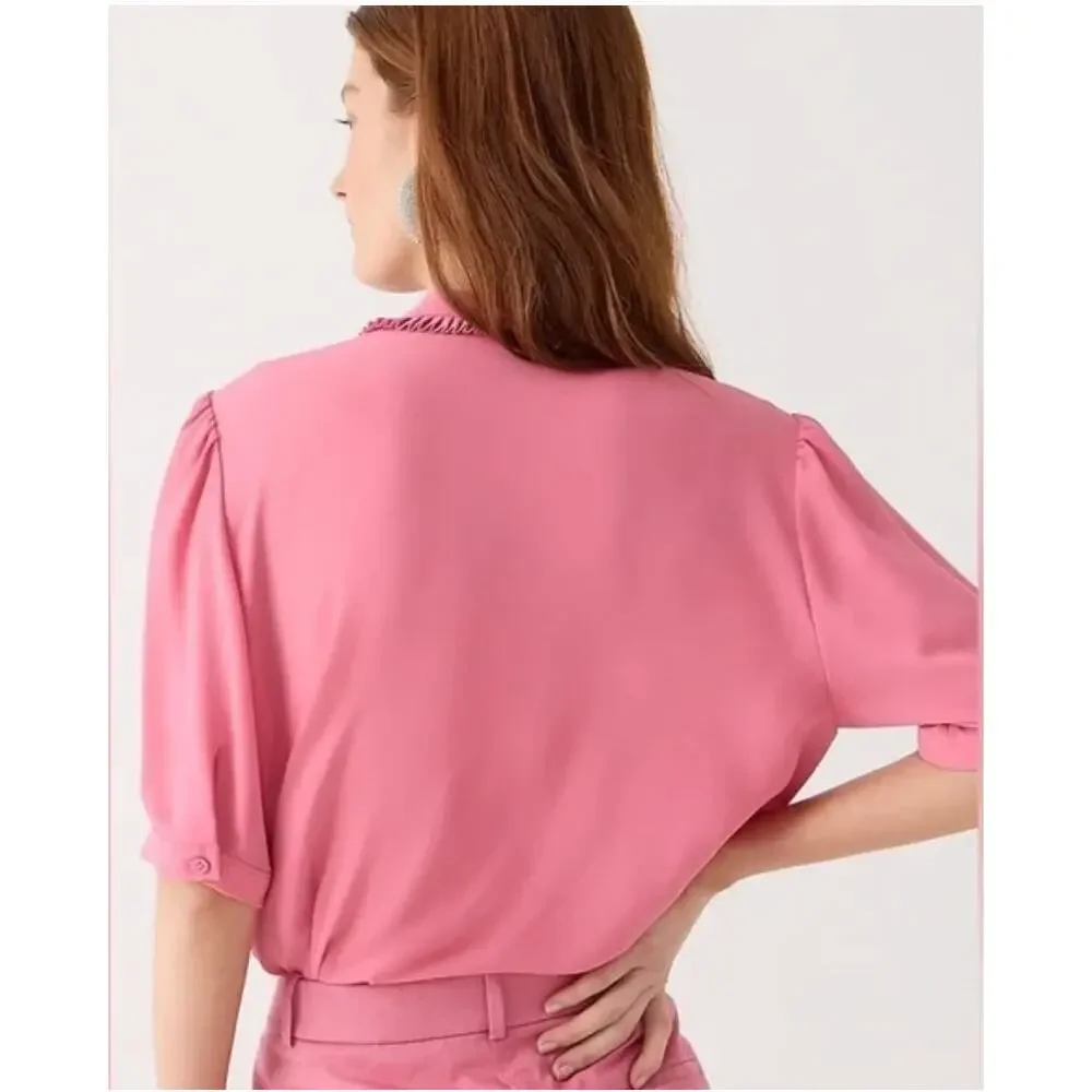 J. CREW NWT Drapey Button-Up Top in Pink BP553 // S